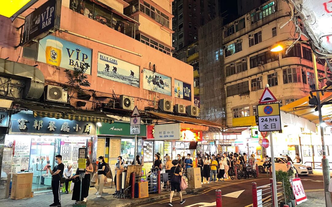 people waiting for bus on Temple Street-Yiying Wang